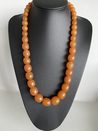 Collier vintage ambre ovale - en,