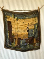 Foulard carré de soie Vintage Paysage Naturel abstrait Cadeau pour Femme FO774