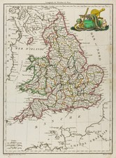 1812, Carte ancienne Angleterre, Malte-Brun & Lapie. Antique Map of England