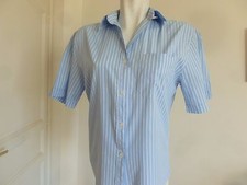 BEAU CHEMISIER  " ANTONELLE " COTON BLEU CIEL RAYURE BLANC  T. 44 