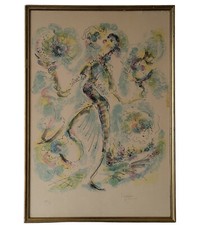 Grande lithographie de Henri Zayan numérotée 18/75 Tableau encadré 75 x 52 cm