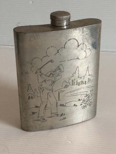 Ancienne fiole poche en - ,
