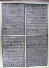 4 PLAQUES  GRAVÉE ETAIN  Matrice partition de musique Café de Paris Oviedo