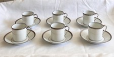 6 TASSES A CAFE LITRON PORCELAINE DE LIMOGES JAMMET SEIGNOLLES FILET PLATINE
