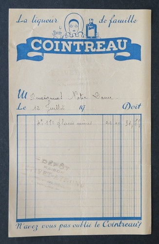 Facture cointreau liqueur - facture, la