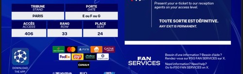 Deux places psg - deux, tottenham