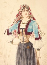 Alfredo EDEL (1856-1912) Dessin original projet de costume opéra théâtre