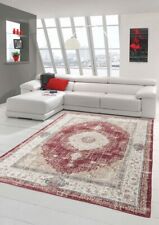 Tapis Classique Oriental avec Ornements Floraux en rouge crème beige or