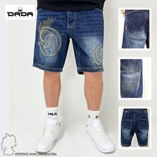 DADA Supreme Baggy Bermuda Short en Jean avec Broderie Denim Loose Fit Pants.