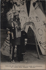 Zoo humain, village de Peaux-Rouges, indien Sioux Sam Beard, tipi, 1911 Carte po