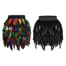 Jupe en plumes pour femmes Robe mi-taille extensible pour Halloween