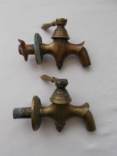 LOT 2 GROS ROBINET ANCIEN BRONZE VINTAGE XIX FRENCH ANTIQUE FAUCET FRANCE