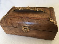 Splendide Coffre à Gants Boîte À Bijoux Bois précieux , Ferrures Bronze , XIXème