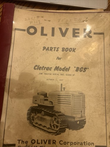 Vintage oliver parts book for - vintage,