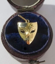Pendentif breloque Masque théâtre Venise Or jaune massif 18 carats Halloween