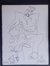 Gen Paul / Lithographie originale signée / Musicien.