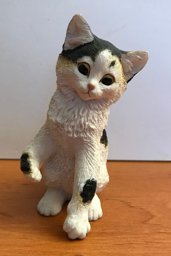 Figurine chat noir blanc - chat,