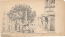 DESSIN  PLACE DE VILLAGE ET