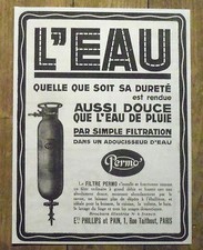 PUBLICITE ADOUCISSEUR EAU FILTRE PERMO  advert 1924