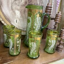 Ancien Service À Orangeade Verre Émaillé Legras Époque Napoléon III