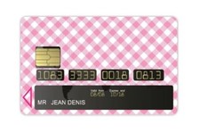 Stickers Carte Bancaire Decoratif Motif VICHY ROSE