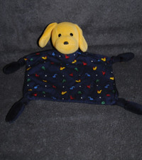 Doudou Plat Chien Jaune Bleu