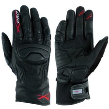 Gants Eté Sport Cuir Souple Doublure Moto Motard Touring Piste A-Pro Noir
