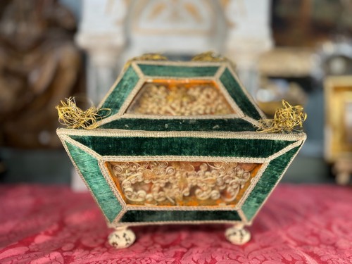 Rare chasse reliquaire velours - reliquaire,