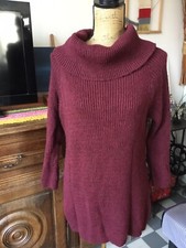 Pull Femme 38/40 Long, Col roulé Made In Italy Acrylique Mohair Laine peu porté