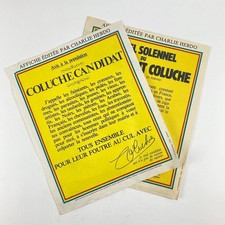 LOT DE 2 AFFICHES : COLUCHE CANDIDAT . CHARLIE HEBDO, 1980