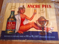 GRANDE AFFICHE LITHOGRAPHIEE , ANCRE PILS , PIN -UP