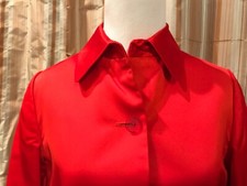 Linda Allard for Ellen Tracey Red Satin Car Coat Size 2P