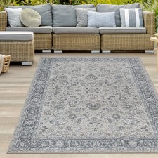 Tapis vintage motif ornemental extérieur salon gris