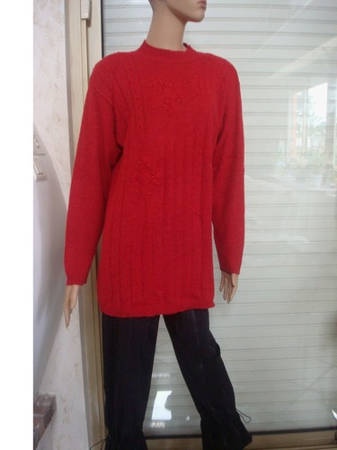 Pull tunique rouge - pull,