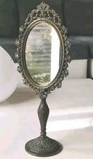 Miroir Coiffeuse Ovale Psyché. Rocaille/Baroque. En Métal Aspect Bronze 34x13 cm