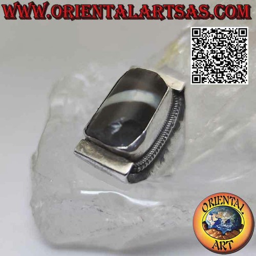 Bague argent 925 agate - argent,