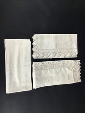 Lot de 3 taies d’oreiller anciennes coton dentelle lot nº6