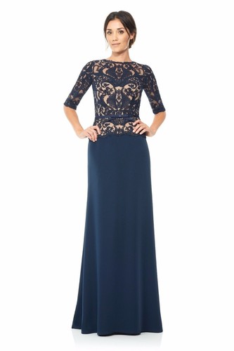 Tadashi shoji navy nude - sz,