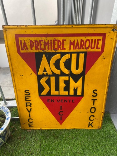 Plaque publicitaire accu slem - publicitaire,