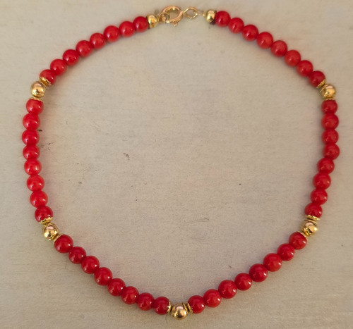 Bracelet perles corail - ,