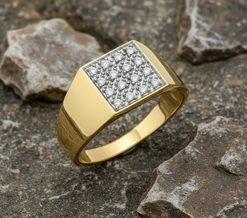 Bague chevalière carrée - , en