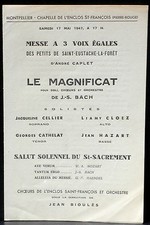 Programme concert Montpellier 1947 Bach Caplet Cellier Cloez Cathelat Hazart NM-