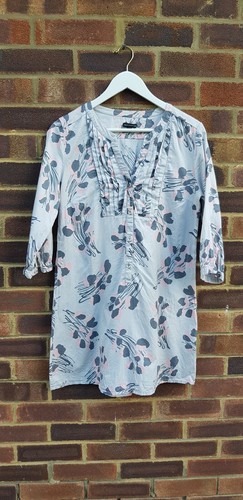 Chemise longue grise rose - chemise, grise/rose