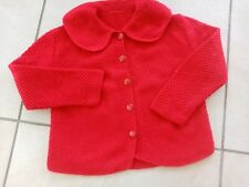GILET VESTE FILLETTE 3/5 ANS LAINE TRICOT FAIT MAIN AIGUILLES  COL CLAUDINE