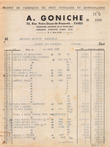 1947 depot fabriques - 1947, de