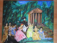 TABLEAU PEINTURE  Huile sur toile-NAPOLEON et les femmes-60X40 CM- DECOOL.P