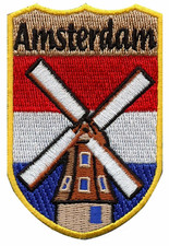 Patch Amsterdam (3") insigne à repasser Holland Netherlands Travel Souvenir E...