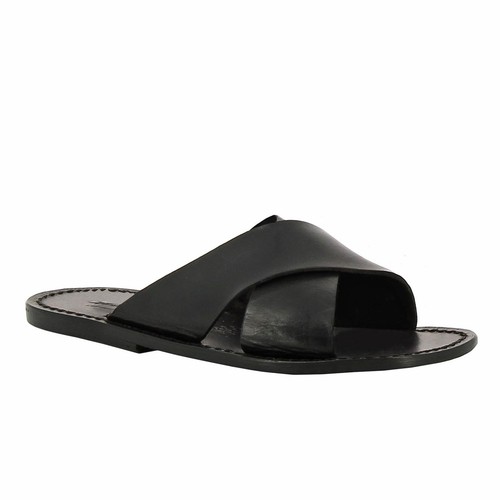 Claquettes homme cuir noir - cuir,