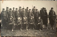 CPA soldats français 1914 képi bleu fusil Lebel infanterie groupe armée