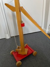 Grue Jouet Sur Roues En Bois Artisanat Années 80